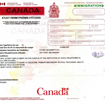 Sample of original immigration identification